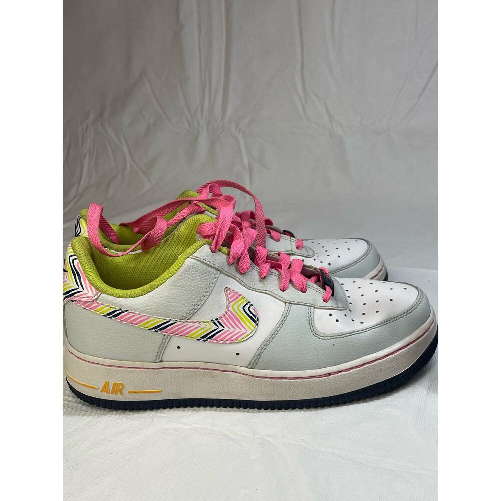 Nike Air Force 1 GS  Light Gray Pink Glow EUC Girls 6Y Womens 7.5